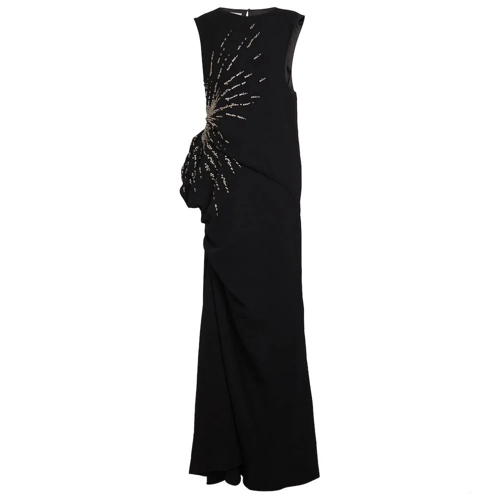 DRIES VAN NOTEN Sequined Gown Black Embellished Maxi Dress
